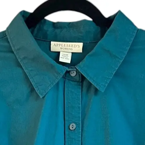 Appleseeds Womens Button Up Top Size 18W Career Office Business Casual Comfy Green