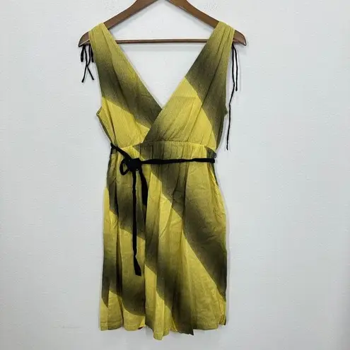 Maeve Anthropologie Chartreuse Ombre V Neck Suplice Mini Dress Size 6