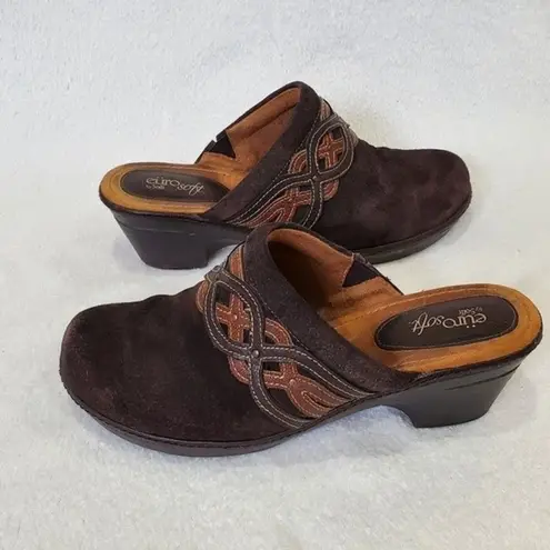 Sofft Britta Brown Suede Clogs, 8.5