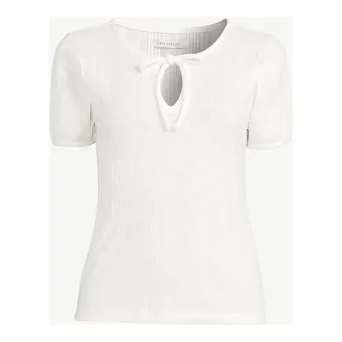 Free Assembly | White Tie Neck Top with Puff Sleeves | Small