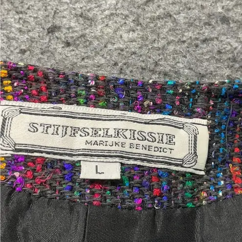 Stijfselkissie Vintage Rainbow Multicolor Tweed Boucle Women's Blazer Jacket L Multiple Size L