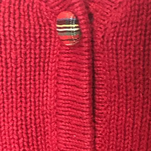 Vintage Ice Skating Christmas Sweater Small Y2K Holiday Cardigan Basic Editions Red