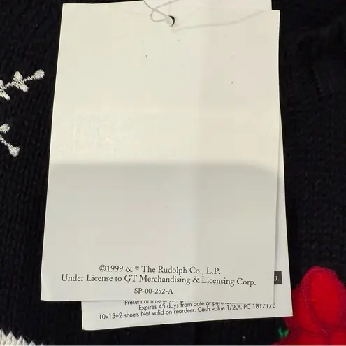 Vintage Y2K 90’s Yarnworks NWT Rudolf Ugly Christmas Cardigan Sweater Women’s 2X Black Size M