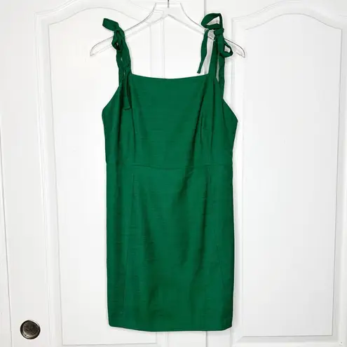 Sézane Green Tie-Strap Mini Dress Linen Blend Cutout Back Size 42 Large NWT