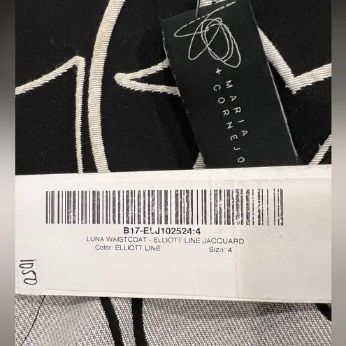 Zero + Maria Cornejo long vest in a black and white abstract print Size 4 NWT