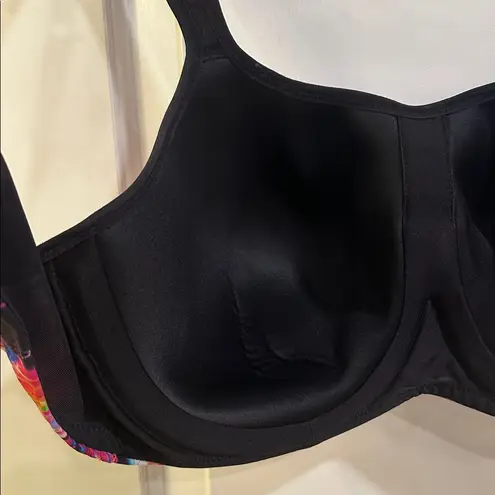 Panache Wire Power Sports Bra 5021A NWOT Size 38E Galaxy Print US 38DDD Black