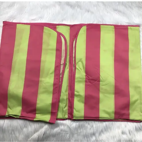 Ulta Beauty 2 in 1 Travel Tote Beach Bag Picnic Mat Pink and Green Striped NTW