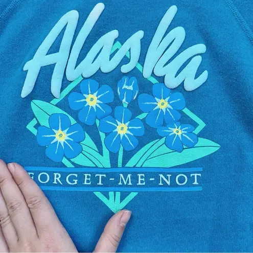 vintage • Alaska sweatshirt teal blue pullover collar Forget