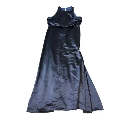 NWT Dessy Collection Size 18 R1 Midnight Navy Blue Keyhole Back Dress Gown FLAW