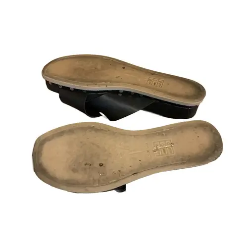 DOLCE VITA "GRACY" BLACK FAUX LEATHER SLIDE ON ESPADRILLE SANDALS (7.5)