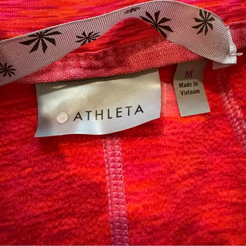 Athleta Orange Pink Space Dye Full Zip Hooded Sweatshirt Jacket, Sz M Red Size M