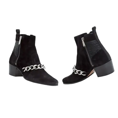 Balmain Women’s Ella 50 black chain ankle boots size 37 Black Suede
