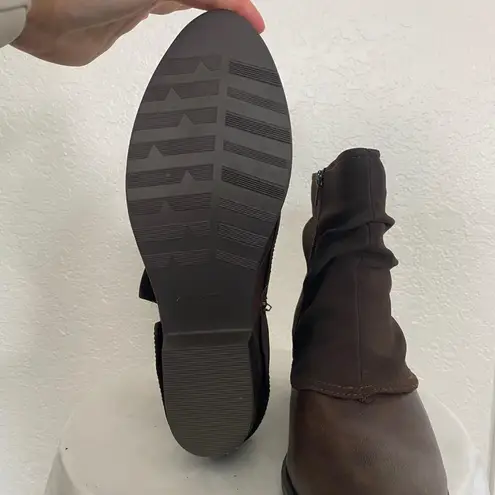 Easy Street Kudos Boho Brown Faux Leather Fold Over Ankle Boots 12 M