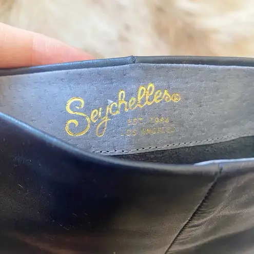 Seychelles Anthropologie So Amazing Black Leather Knee High Round Toe Boots 8.5