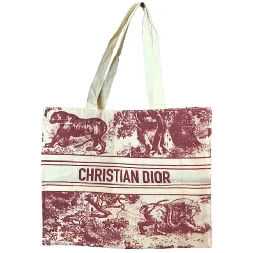 Christian Dior  Canvas Tote Bag Burgundy and Cream - New In Package