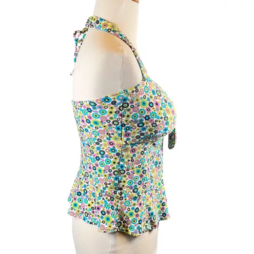 Coco Rave NWT Floral Halter Tankini Swim Top Retro Print Swimsuit 38C XL