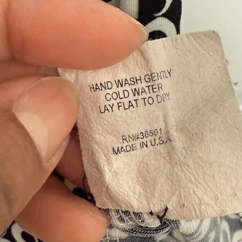 Vintage Y2K Black White Ruched Dot Print Sleeveless Top 90s 00s Size Large