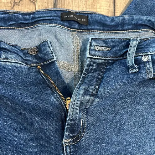 Silver Jeans Womens 29 Infinite Fit High Rise Distressed Skinny Jeans Denim