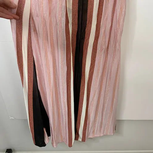 PilyQ Swim Papaya Faith Long Maxi Dress Womens XS Small Striped Pink