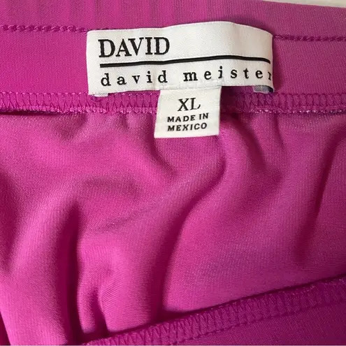 David Meister Hot Pink Fluid Jersey Asymmetrical Elastic Waist Skirt Size XL NEW