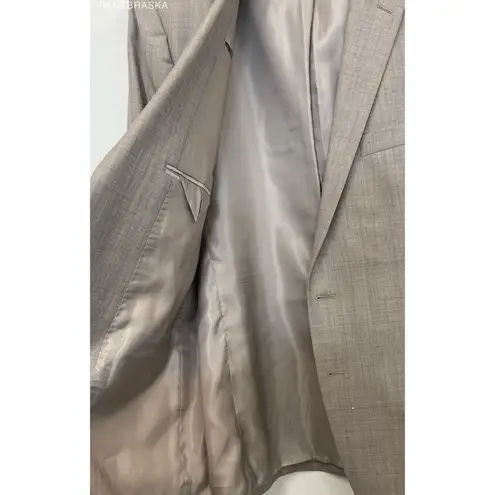 Ralph Ralph Lauren Beige Blazer 10%Wool Silk Check Suit Jacket Mens