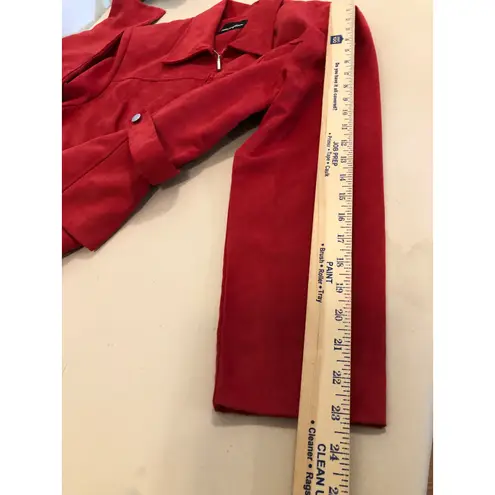 Positive Attitude Women M Red Jacket Full Zipper Front Long Sleeve Faux Suede Size M