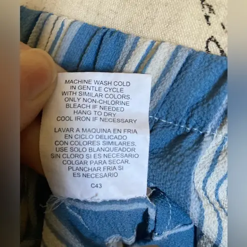 Lily White π Slate Blue with White Vertical Strips Off Shoulder Blouse #Bl