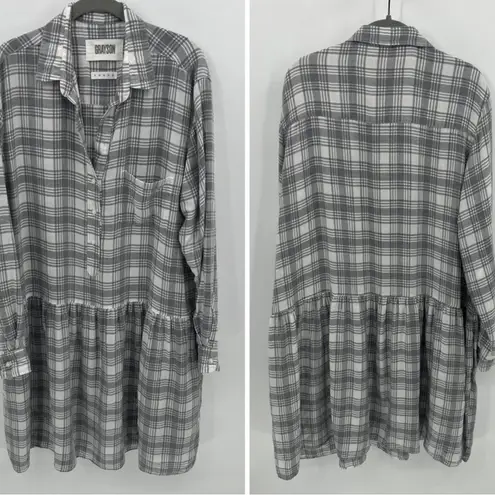 Grayson changemaker plaid flannel shirt dress Gray