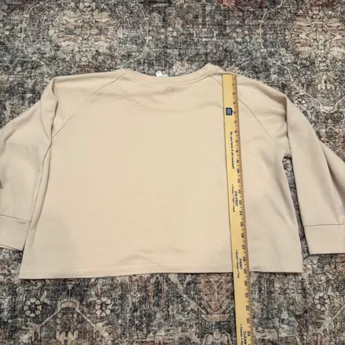 Varley Cropped Crewneck Sweatshirt w/ Tie Cuff Sleeves Neutral Osprey