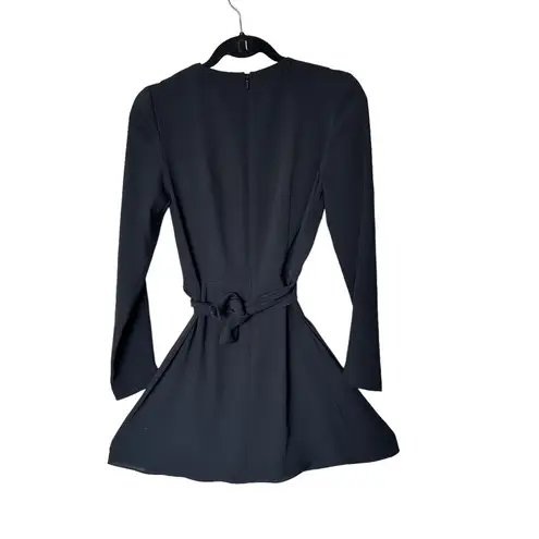 Jay Godfrey Black Wrap Dress Deep V Long Sleeve Mini Dress XS