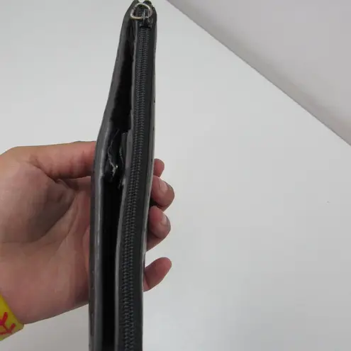 Lodis Black Leather Perforated Long Bifold Wallet Back Zip Classic Boho 7x4''