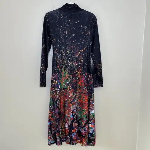 Women's Dress Whimsigoth Art To Wear Abstract Evening Dark Romantic Long Sleeve Black