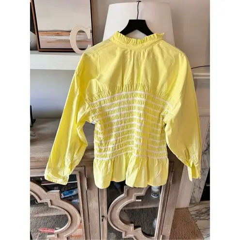 Mii Au Jardin Collection Yellow Cotton Pin tuck Button Down Size Medium