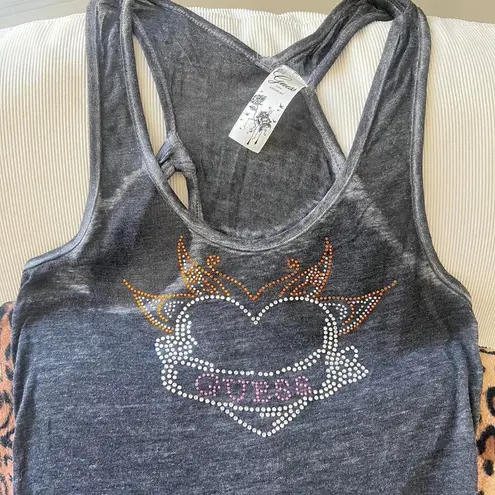 Guess Vintage y2k 2000s  los angeles rhinestone bling tank top