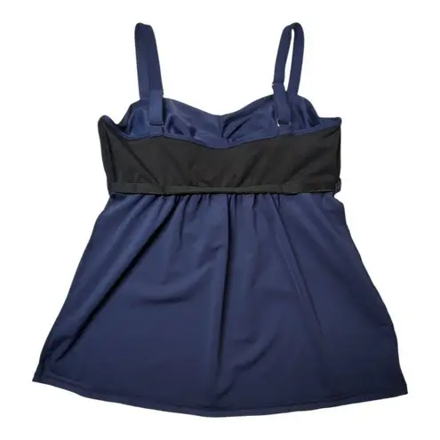 Tankini Top Twist Front Flowy Beach Adjustable Straps Padded Cups Women Size M Blue Size M