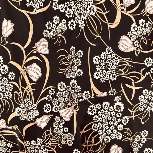 Vintage Y2K 90s BCBG Midi Skirt Black Neutral Floral Medium Boho Festival Retro