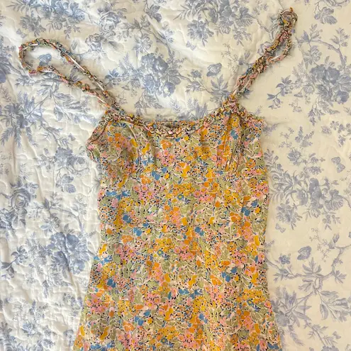 ZARA Mini Floral Ruffle Strap Sweetheart Neckline Colorful summer sun Dress