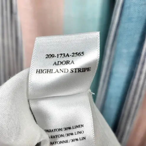 Rails Adora Highland Stripe Tiered Linen Blend Midi Dress in Multi Blue