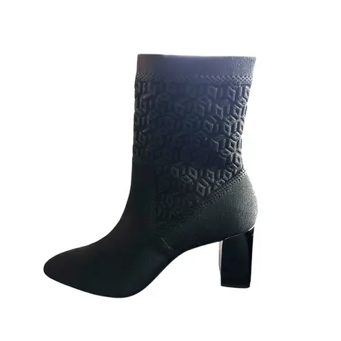 Impo Vikky Womens Black Knit Pointed Toe Block Heel Bootie Comfort