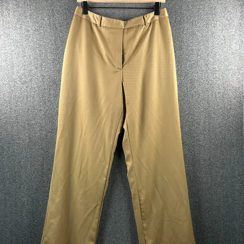 Women's 100% Wool Wide Leg Pant Size 12 Tan Satin