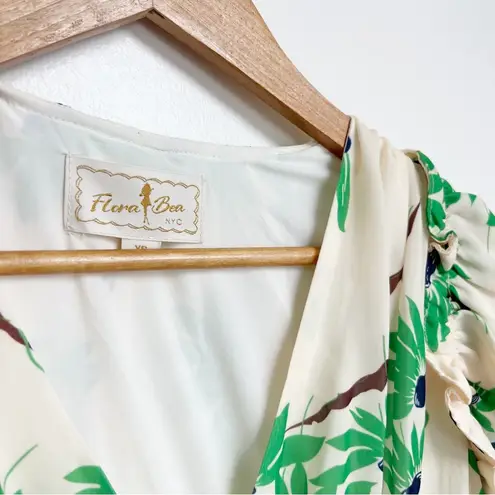Flora Bea NYC Cream & Green Catalina Mini Dress Size XS