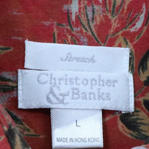 Christopher & Banks Vtg 90s Floral Button Down Shirt Jacket Womens Shacket Western Stretch Size L