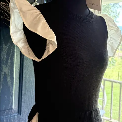 By The River Black & White Vest Maxi Dress with decorative sleeves Size M NWT Size M