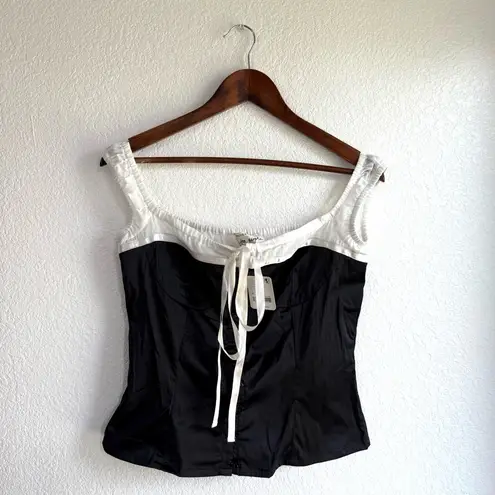 Free People NEW  Womens Corset Black White Satin Off The Shoulder Size Medium