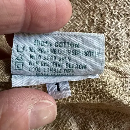 Oh My Gauze! Tie Dye Top Size 1 Lagenlook Casual Notch V Neck Tan Olive Size M