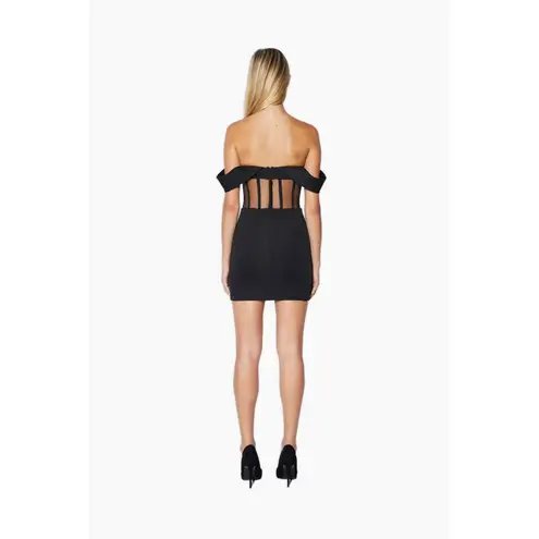 RTA Evie Mini Dress in Black Small New Womens Corset Boned Sheer Party