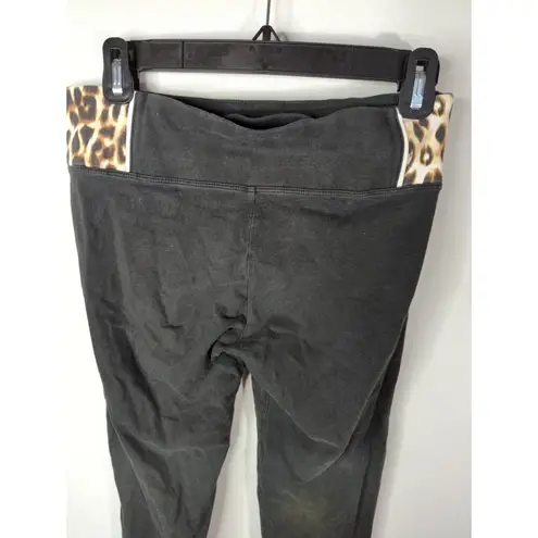 PINK - Victoria's Secret  Black & Leopard Print Side Waist Yoga Pants Size S