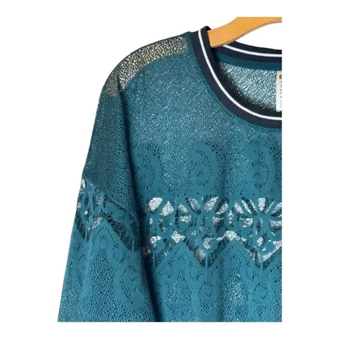 Fabletics Shirt Women Large Green Spruce Sophie Lace Tunic Athleisure Yoga