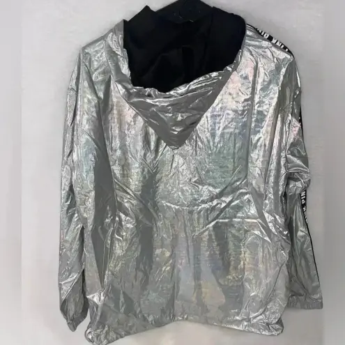 PINK - Victoria's Secret Victoria Secret Pink Metallic Track Anorak 1/4 Zip Jacket Hoodie NEW