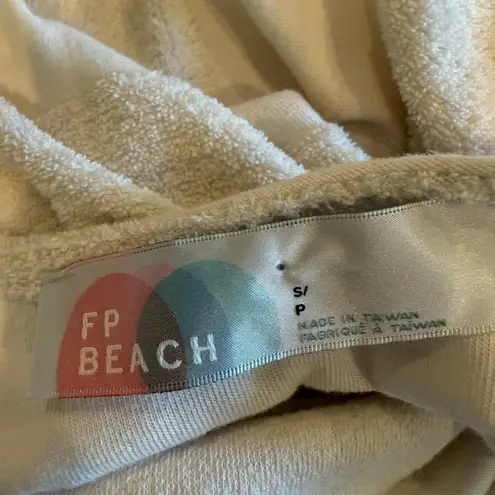 Free People  BEACH Villas Halter Maxi‎ Dress in Cream Terry Cloth Stripe Small